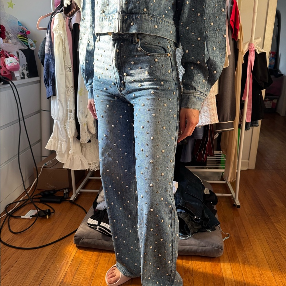 Women's Embellished Blue Jeans